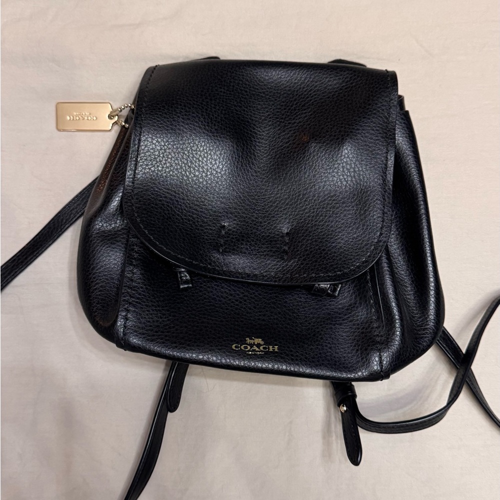 Coach Black Leather Backpack
